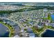 Birds-eye view of homes within a residential area surrounded by lakes at 2901 Harvest Hill Ln, Orlando, FL 32824