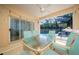 Covered patio seating area featuring a table and chairs, perfect for outdoor dining near the pool at 2902 Paddington Way, Kissimmee, FL 34747