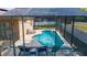 Aerial view of a screened-in pool area, offering a serene backyard escape at 2902 Paddington Way, Kissimmee, FL 34747