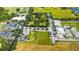 Aerial view of the community with green spaces, golf, a pool, and shops at 3378 Sagebrush St, Harmony, FL 34773