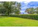 Lush backyard featuring an expansive green lawn and mature landscaping with privacy hedges at 5426 Astor St, Leesburg, FL 34748