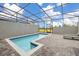 Private screened pool with brick patio and views of the backyard at 971 Paradise Dr, Davenport, FL 33897
