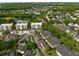 Aerial view showcasing the community layout, landscaping, pool, and surrounding neighborhood at 1211 Celebration Ave # 102, Celebration, FL 34747