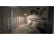 Relaxing bedroom featuring a cozy bed with white and gray linens and a large decorative art piece at 1407 Noble Pl, Orlando, FL 32801