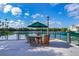 Lakeside patio featuring outdoor seating with rocking chairs and a relaxing view of the water at 204 Celebration Blvd, Celebration, FL 34747