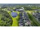 Aerial view featuring a community next to a greenbelt, a large pond, and other neighborhood amenities at 3138 Dark Sky Dr, St Cloud, FL 34773
