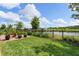 Lush backyard with brick patio offering picturesque views of the lake and mature landscaping at 3428 Sagebrush St, St Cloud, FL 34773