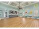 A versatile community room featuring a kitchenette, tables, and art, perfect for various activities at 3428 Sagebrush St, St Cloud, FL 34773