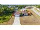 An aerial view of the house showing the surrounding neighborhood and well maintained lawn at 402 Ohio Way, Kissimmee, FL 34759