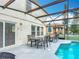 Outdoor dining area adjacent to a sparkling screened pool, perfect for entertaining guests at 521 Rena Dr, Davenport, FL 33897