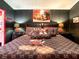 Bedroom with black walls, Gucci-themed bedding, and red accents at 550 Canary Island Cir, Davenport, FL 33837