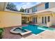 Backyard view showcasing a swimming pool and hot tub with access to the home's lanai at 7550 Gathering Dr, Reunion, FL 34747