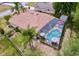 An aerial view of the backyard featuring a screened pool and patio area at 1011 Dampierre Ct, Kissimmee, FL 34759