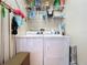 Functional laundry room with washer and dryer, wire shelves, and ample storage space at 143 Piedmont Park Ave, Davenport, FL 33897
