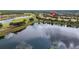 Scenic aerial view highlighting the property's lakeside location within the community at 2376 Palm Tree Dr, Kissimmee, FL 34759