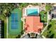 Overhead view of the pool, tennis court and community center at 2729 Club Cortile Cir, Kissimmee, FL 34746