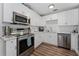 A bright kitchen featuring stainless steel appliances, white cabinets, and ample counter space at 308 Forest St, Fruitland Park, FL 34731