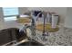 Close-up of kitchen faucet and water filter at sink with granite countertop at 352 Smugglers Way, Apopka, FL 32712