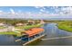 Aerial view of boat dock on the lake available for community residents at 3575 Landing Net Dr, Kissimmee, FL 34746