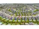 Aerial view of the neighborhood highlighting landscaped yards with private pools, creating a vibrant and appealing community setting at 420 Burma St, Kissimmee, FL 34747