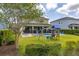 Spacious backyard featuring a pool, spa, playground, and covered patio, ideal for outdoor entertainment and Gathering enjoyment at 420 Burma St, Kissimmee, FL 34747