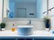 Modern bathroom featuring a vessel sink, vanity, and decorative plants at 5245 W Irlo Bronson Memorial Hwy # 148, Kissimmee, FL 34746