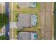 The aerial shows a private pool and backyard outlined in red on the property at 8571 La Isla Dr, Kissimmee, FL 34747