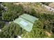 Aerial view of well-maintained tennis courts nestled among lush trees, offering a private and scenic recreation area at 8571 La Isla Dr, Kissimmee, FL 34747