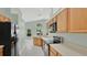Bright kitchen with light cabinets, black appliances, and multiple windows allowing natural light at 101 Majestic Forest Run, Sanford, FL 32771