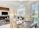 Inviting dining area with lake views, ideal for hosting dinners, featuring comfortable seating, and lots of light at 1067 Plantation Ln, Davenport, FL 33896