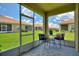 Cozy screened lanai with comfortable seating and views of the landscaped backyard at 1082 Blackwolf Run Rd, Davenport, FL 33896