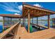 Wooden dock and boat lift offer waterfront access for lake activities at 1654 Marina Lake Dr, Kissimmee, FL 34744