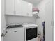 Efficient laundry room with Maytag washer/dryer and built in shelving for storage at 1850 Treasure Cv, Celebration, FL 34747