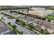 Overhead view of modern townhomes with neat landscaping, situated near recreational facilities and ample parking at 2702 Giardino Loop, Kissimmee, FL 34741