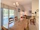 Open-concept dining area with glass-top table, leading to the inviting living space and pool access at 421 Bailey Cir, Davenport, FL 33897