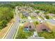 Elevated aerial view of a suburban neighborhood showcasing single-Gathering homes with well-manicured lawns and mature trees at 4301 Mohawk Ct, St Cloud, FL 34772