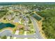 Wide aerial view of a well-planned community featuring single-Gathering homes, water features, and lush green landscaping at 4301 Mohawk Ct, St Cloud, FL 34772
