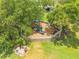 Aerial view of a playground featuring a slide, climbing structure, and fencing, all nestled in a green, shady area at 4301 Mohawk Ct, St Cloud, FL 34772