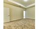 Spacious bedroom with neutral carpeting, fresh paint, and tray ceiling detail at 4310 Seven Canyons Dr, Kissimmee, FL 34746