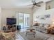 Cozy living room with pool view, ceiling fan, and comfortable seating at 4413 Chalfont Dr, Orlando, FL 32837