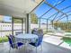 Enclosed lanai with a dining set and lounge chairs with a view of the pool at 4413 Chalfont Dr, Orlando, FL 32837