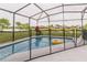 Screened-in pool with a safety fence, offering a view of the water at 5418 Crepe Myrtle Cir, Kissimmee, FL 34758