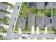 Overhead view of a residential neighborhood showcasing neatly arranged homes, manicured lawns, and tree-lined streets at 5876 Bar Ranch Rd, St Cloud, FL 34771