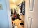 Walk-in closet with hanging clothes and shelving for storage at 622 Dromedary Ct, Kissimmee, FL 34759