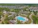 Community pool area surrounded by palm trees and manicured landscaping at 8378 Randal Park Blvd, Orlando, FL 32832