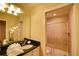 Well-lit bathroom featuring a walk-in shower, granite counters, and modern fixtures for a luxurious experience at 2147 Tripoli Ct, Kissimmee, FL 34747