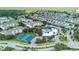 Attractive aerial view of a Primary-planned community featuring swimming pool, tennis courts and clubhouse at 2322 Silver Palm Dr, Kissimmee, FL 34747