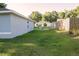 Expansive backyard partially enclosed by wood and chainlink fences with lush green grass at 3661 Se 131St Pl, Belleview, FL 34420