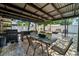 Covered patio with dining and barbecue areas, creating an ideal outdoor living space for entertainment and relaxation at 3738 Crossing Creek Blvd, St Cloud, FL 34772