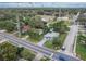 Aerial view of the neighborhood with mature trees and charming homes lining the street at 673 E Church Ave, Longwood, FL 32750